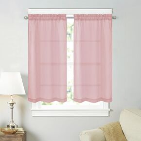 Tony's collection Hot Pink Sheer Curtains 84 Inches Long, Rod Pocket Light & Airy Privacy Girls Bedroom and Living Room Dining Room Patio Yard(34x84 Inch, Bright Rose, 2 Panels)
