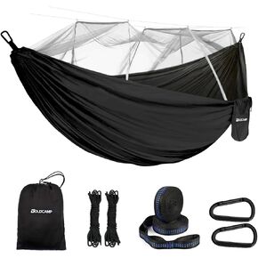 Hammock Camping,118''L x 78''W Portable Nylon Camping Hammock Double Tree Hammock Outdoor Indoor Backpacking Travel & Survival, 2 Tree Straps
