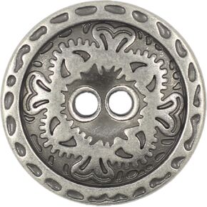 Bezelry Flower Engraving Metal Hole Buttons. Blazer Button Set. 3 Pcs of 23mm, 8 Pcs of 15mm (Gray Silver)