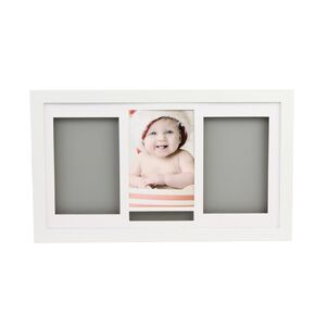 PLUSHIBLE Baby Handprint Footprint Keepsake Kit, New Mom, Grandma, For Mom, Baby Hand and Footprint Kit, Personalized, Baby Registry, Picture Frame, Casting Kit, White Frame, 2 Photos