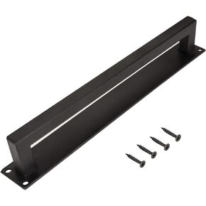 Barn Door Handle, 12" Heavy Duty Sliding Door Handle Pull, Modern Farmhouse Flush Long Base Handle Hardware for Gate, Shed, Garage, Cabinet, Matte Black