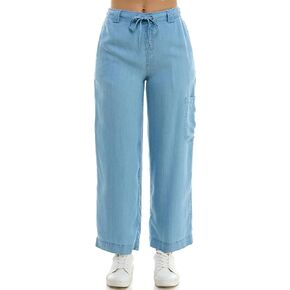 Zac & Rachel Women's Tencel Ankle Length Pant with Tieable Belt, Single Cargo Pocket Detail