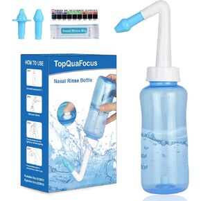 TopQuaFocus Neti Pot Sinus Rinse Nasal Wash with 20 Nasal Wash Salt Packets