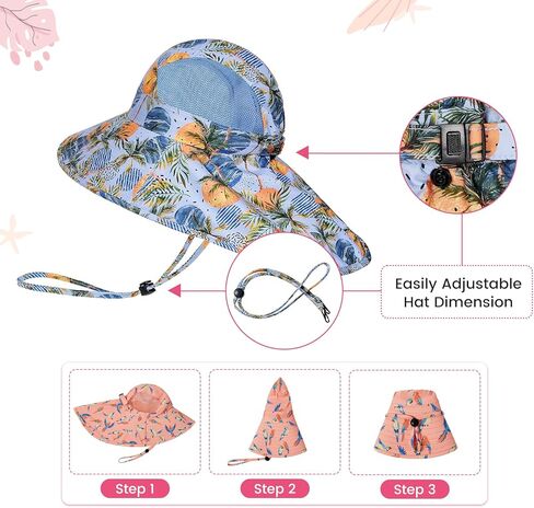 قبعة شمس للأطفال بعامل حماية من أشعة الشمس 50+ واقية من الشمس للأطفال الصغار، قبعة واسعة الحافة للسباحة على الشاطئ وحمام السباحة في الهواء الطلق للأطفال الأولاد والبنات in Kuwait