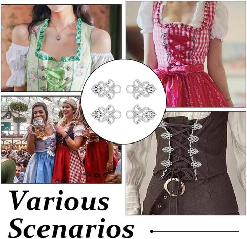 SUPERFINDINGS 14 قطعة من سبيكة عباءة مشبك مشابك كيب عباءة مخيطة على فتحات Dirndl مخيطة على الخطافات والعينين مشبك سترة مشابك قفل المفاجئة لإكسسوارات الملابس 24 × 16 × 2 مم in Saudi Arabia