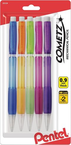 Pentel Comets Automatic Pencil, 0.9mm, Assorted Barrels, 5 Pack (AX119BP5M) in Saudi Arabia