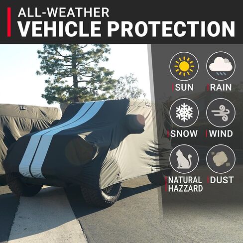 Coverland Custom Car Cover Waterproof All Weather for Ford Bronco 4-Door Soft Top w/Spare Tire 2021-2024, Weatherproof Car Covers for Automobiles, Rain, Snow, UV, Sun Protection, Stripe(Black/Gray) in Saudi Arabia