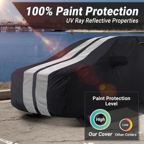 Coverland Custom Car Cover Waterproof All Weather for Ford Bronco 4-Door Soft Top w/Spare Tire 2021-2024, Weatherproof Car Covers for Automobiles, Rain, Snow, UV, Sun Protection, Stripe(Black/Gray) in Saudi Arabia