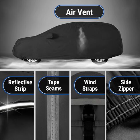 Coverland Custom Car Cover Waterproof All Weather for Ford Bronco 4-Door Soft Top w/Spare Tire 2021-2024, Weatherproof Car Covers for Automobiles, Rain, Snow, UV, Sun Protection, Stripe(Black/Gray) in Saudi Arabia