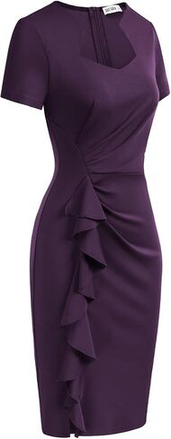 GRACE KARIN Women's Wear to Work Dresses Vintage Ruched Bodycon Ruffle Church Dresses Midi Pencil Dress in Saudi Arabia