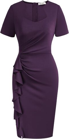 GRACE KARIN Women's Wear to Work Dresses Vintage Ruched Bodycon Ruffle Church Dresses Midi Pencil Dress in Saudi Arabia