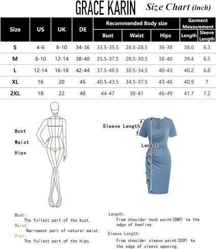 GRACE KARIN Women's Wear to Work Dresses Vintage Ruched Bodycon Ruffle Church Dresses Midi Pencil Dress in Saudi Arabia