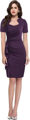 GRACE KARIN Women's Wear to Work Dresses Vintage Ruched Bodycon Ruffle Church Dresses Midi Pencil Dress in Saudi Arabia