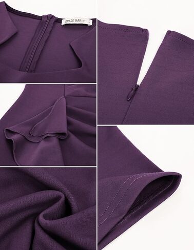 GRACE KARIN Women's Wear to Work Dresses Vintage Ruched Bodycon Ruffle Church Dresses Midi Pencil Dress in Saudi Arabia