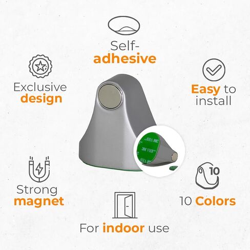 COMFORT DOOR Magnetic Door Stopper for Bottom of Door | Door Catch | No Drilling | Door Holder Floor Mount | Wall Protector | Small | Strong Adhesive | for Home, Bedroom, Office, Kitchen | Silver in Saudi Arabia