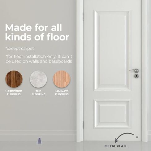 COMFORT DOOR Magnetic Door Stopper for Bottom of Door | Door Catch | No Drilling | Door Holder Floor Mount | Wall Protector | Small | Strong Adhesive | for Home, Bedroom, Office, Kitchen | Silver in Saudi Arabia