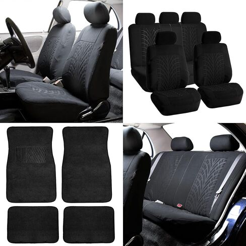 FH Group Travel Master Car Seat Covers Full Set with Carpet Floor Mats – Universal Fit for Cars Trucks and SUVs (Blue/Black) in Saudi Arabia