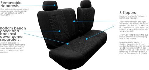 FH Group Travel Master Car Seat Covers Full Set with Carpet Floor Mats – Universal Fit for Cars Trucks and SUVs (Blue/Black) in Saudi Arabia