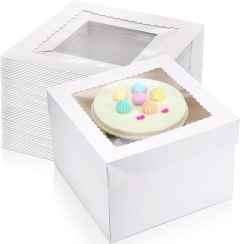 30 Pcs 12 x 12 x 8 Inches Cake Boxes with Window Tall Bakery Boxes Tier Cakes Pastry Boxes Dessert Boxes Disposable Cake Containers (White) in Saudi Arabia