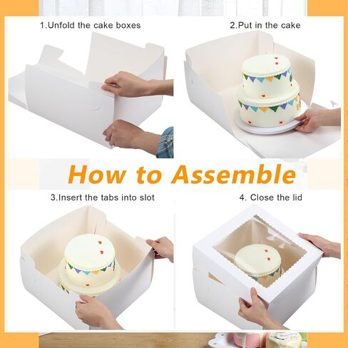 30 Pcs 12 x 12 x 8 Inches Cake Boxes with Window Tall Bakery Boxes Tier Cakes Pastry Boxes Dessert Boxes Disposable Cake Containers (White) in Saudi Arabia