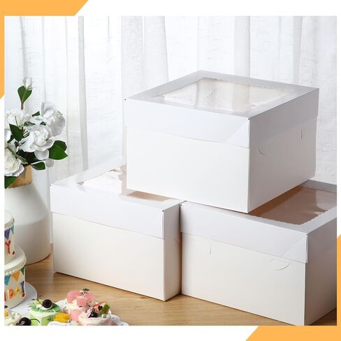 30 Pcs 12 x 12 x 8 Inches Cake Boxes with Window Tall Bakery Boxes Tier Cakes Pastry Boxes Dessert Boxes Disposable Cake Containers (White) in Saudi Arabia