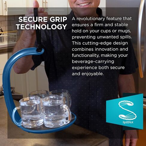 SpillNot+ - The SpillNot Portable Handheld Beverage Carrier, Nonspill Drink Tray, Innovative, Easy to Use - Black in Saudi Arabia