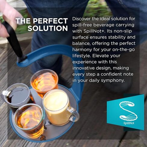 SpillNot+ - The SpillNot Portable Handheld Beverage Carrier, Nonspill Drink Tray, Innovative, Easy to Use - Black in Saudi Arabia