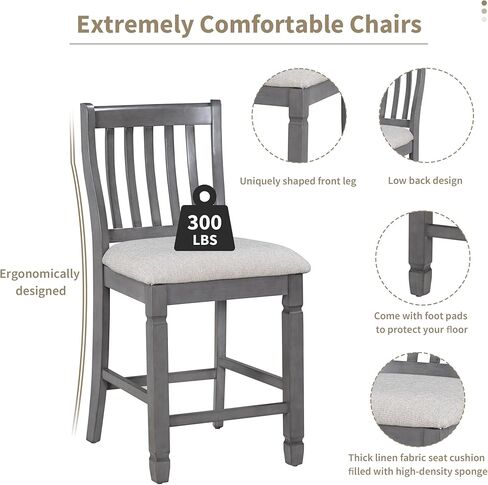 مجموعة طاولة طعام قابلة للطي لـ 4 أشخاص، سطح طاولة مربع قابل للتحويل إلى كراسي مستديرة، منجدة مع وسائد، مسند ظهر كلاسيكي منخفض، تصميم عالي الساق، 5 قطع من أثاث المطبخ لزاوية الإفطار in Kuwait