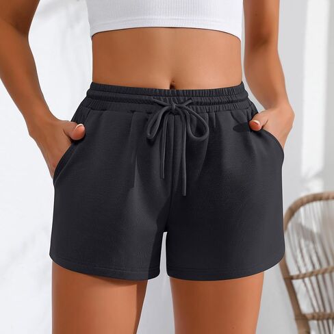 Neer 4 Pack Womens Sweat Shorts Casual Lounge Comfy Drawstring High Waist Shorts Summer Athletic Shorts with Pocket 2024 in Saudi Arabia
