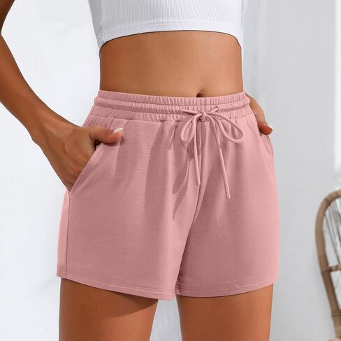 Neer 4 Pack Womens Sweat Shorts Casual Lounge Comfy Drawstring High Waist Shorts Summer Athletic Shorts with Pocket 2024 in Saudi Arabia