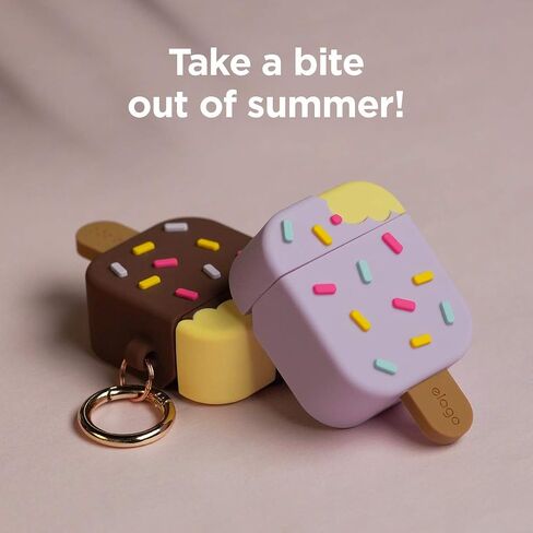 elago Ice Cream AirPods Case with Keychain Designed for Apple AirPods 1 & 2, Shockproof Protective Skin, Cute Accessories for Girls, Kids, Boys [US Patent Registered] (Blueberry) in Saudi Arabia