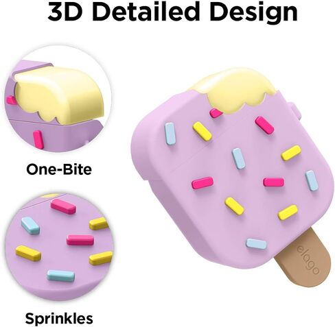 elago Ice Cream AirPods Case with Keychain Designed for Apple AirPods 1 & 2, Shockproof Protective Skin, Cute Accessories for Girls, Kids, Boys [US Patent Registered] (Blueberry) in Saudi Arabia