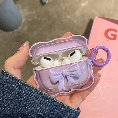 Compatible with Airpods 3rd Generation Case with Cleaning Kit, Cute 3D Pink Bow Soft Shockproof Airpod 3 Protective Case Cover Women Girl with Keychain Compatible with AirPods 3 gen 2021 in Saudi Arabia