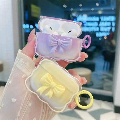 Compatible with Airpods 3rd Generation Case with Cleaning Kit, Cute 3D Pink Bow Soft Shockproof Airpod 3 Protective Case Cover Women Girl with Keychain Compatible with AirPods 3 gen 2021 in Saudi Arabia