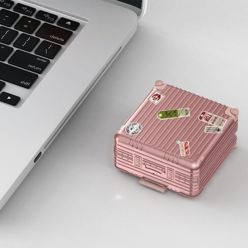 Beats Fit Pro Case Cover, KOREDA Funny Suitcase Design Case for Apple Beats Fit Pro 2021, Cute Fashion Protective Hard Case for Women Men with Keychain (Rose Gold) in Saudi Arabia