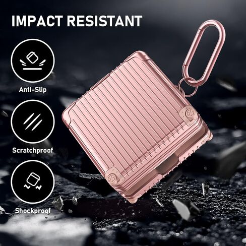 Beats Fit Pro Case Cover, KOREDA Funny Suitcase Design Case for Apple Beats Fit Pro 2021, Cute Fashion Protective Hard Case for Women Men with Keychain (Rose Gold) in Saudi Arabia
