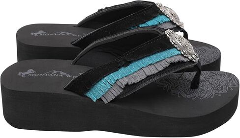 Montana West Women's Platform Flip Flop Comfortable outdoor Wedge Flip-Flops, Athletic Walking Thong Slippers SE105-S095BK 8 in Saudi Arabia