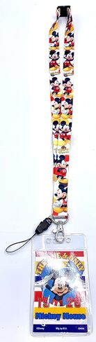 حبل ذو وجهين مطبوع عليه Monogram Disney Mickey and Minnie Mouse مع مشبك منفصل وحامل لبطاقة الهوية - مجموعة من حبلين in Kuwait