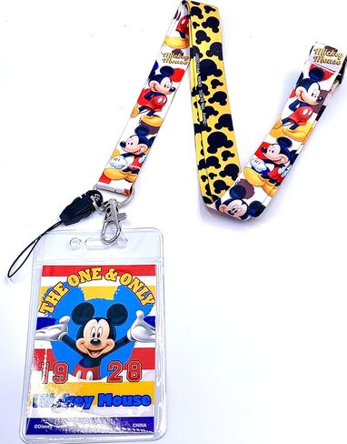 حبل ذو وجهين مطبوع عليه Monogram Disney Mickey and Minnie Mouse مع مشبك منفصل وحامل لبطاقة الهوية - مجموعة من حبلين in Kuwait