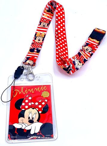 حبل ذو وجهين مطبوع عليه Monogram Disney Mickey and Minnie Mouse مع مشبك منفصل وحامل لبطاقة الهوية - مجموعة من حبلين in Kuwait