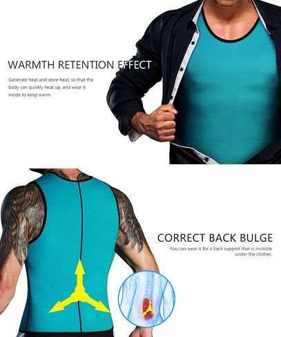 NonEcho Men Neoprene Waist Trainer Sauna Vest Gym Hot Sweat Tank Top Workout Shirt Shapewear Body Shaper No Zipper in Saudi Arabia