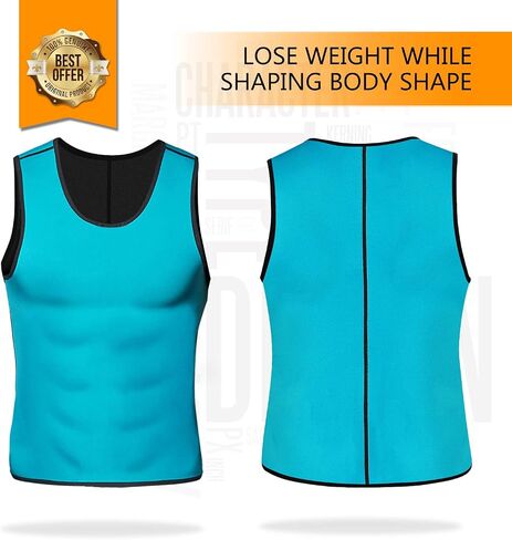 NonEcho Men Neoprene Waist Trainer Sauna Vest Gym Hot Sweat Tank Top Workout Shirt Shapewear Body Shaper No Zipper in Saudi Arabia