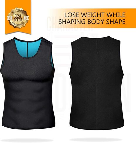 NonEcho Men Neoprene Waist Trainer Sauna Vest Gym Hot Sweat Tank Top Workout Shirt Shapewear Body Shaper No Zipper in Saudi Arabia