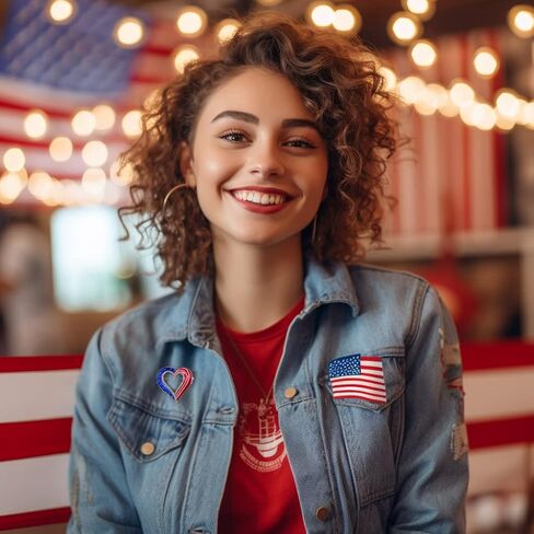 بروش على شكل قلب من LILIE&WHITE للنساء ملابس الرابع من يوليو للنساء إكسسوارات باللونين الأحمر والأبيض والأزرق بروش وطني لعيد الاستقلال بروش هدية بروش للعطلات in Kuwait