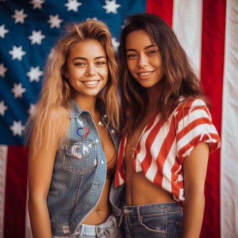 بروش على شكل قلب من LILIE&WHITE للنساء ملابس الرابع من يوليو للنساء إكسسوارات باللونين الأحمر والأبيض والأزرق بروش وطني لعيد الاستقلال بروش هدية بروش للعطلات in Kuwait