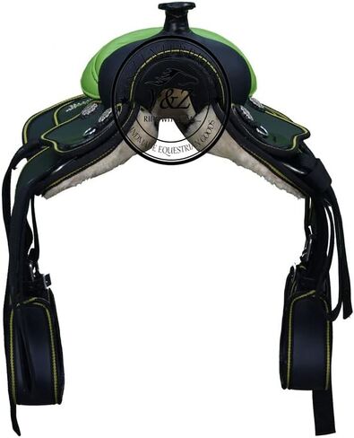 Y&Z- Ride with Time Synthetic Western Equestrian Horse Saddle Tack Set - 12 to 16 Inches, Includes Matching Headstall, Breast Collar, Reins and Free Pad, Premium Quality Horse Gear Riding Accessories in Saudi Arabia