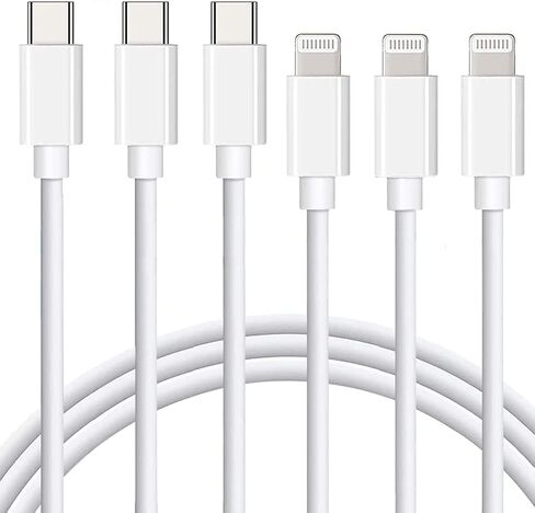 كابل USB C إلى Lightning [معتمد من MFi] 3 حزم كابل شاحن سريع iPhone 3FT توصيل الطاقة من النوع C سلك شحن متوافق مع iPhone 14 13 13 Pro Max 12 12 Pro Max 11 XS XR X 8 iPad، أبيض in Kuwait