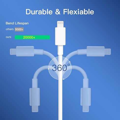 كابل USB C إلى Lightning [معتمد من MFi] 3 حزم كابل شاحن سريع iPhone 3FT توصيل الطاقة من النوع C سلك شحن متوافق مع iPhone 14 13 13 Pro Max 12 12 Pro Max 11 XS XR X 8 iPad، أبيض in Kuwait