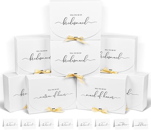 WLUSEAXI 8Pack صندوق اقتراح وصيفة العروس مع بطاقات وصيفة العروس، وصناديق وصيفة العروس مع شريط، وصندوق اقتراح خادمة الشرف، وصناديق بيضاء لاقتراح وصيفة العروس، وهدايا اقتراح وصيفة العروس in Saudi Arabia