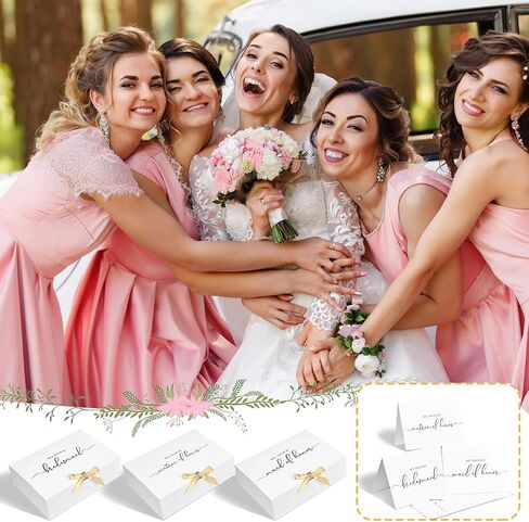 WLUSEAXI 8Pack صندوق اقتراح وصيفة العروس مع بطاقات وصيفة العروس، وصناديق وصيفة العروس مع شريط، وصندوق اقتراح خادمة الشرف، وصناديق بيضاء لاقتراح وصيفة العروس، وهدايا اقتراح وصيفة العروس in Saudi Arabia